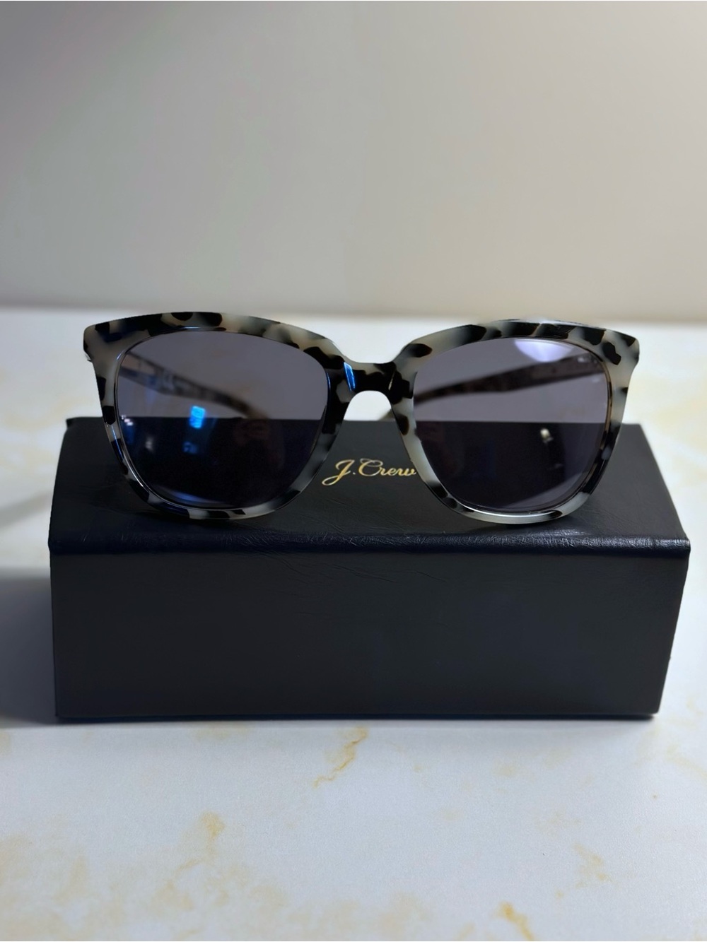 J. Crew White and Black Tortoise Cat-Eye Sunglasses